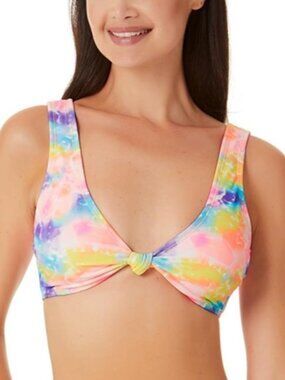 California Waves Juniors Tie-Dyed Knotted Bralette Bikini Top ( L )